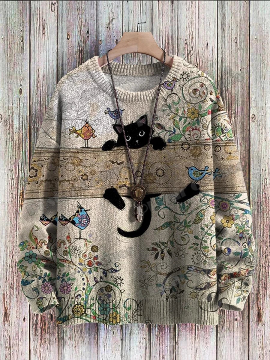 Abstract Art Girl Multicolor Pattern 3D Printed Men's Crewneck Knitted Pullover Winter Unisex Casual Knit Pullover Sweater ZZM47