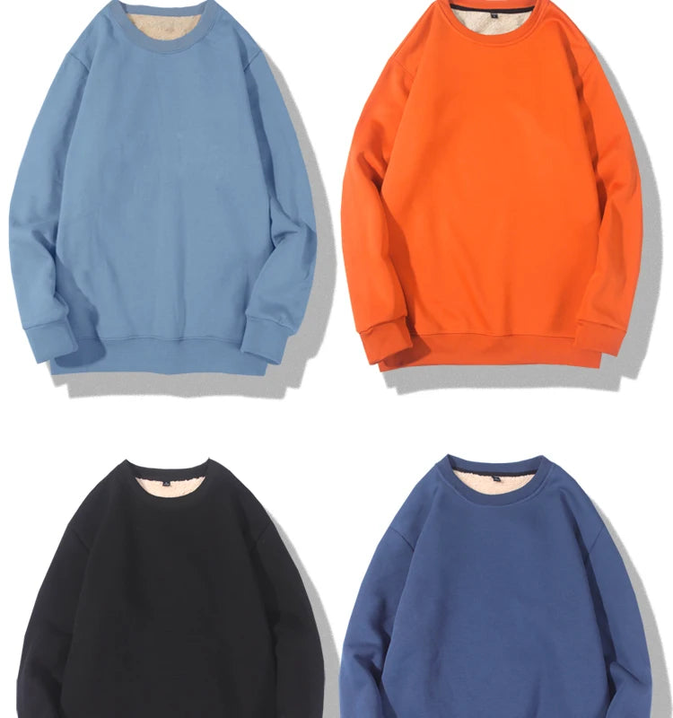 Lamb Velvet Hoodie Men's Thickened Fleece round Neck Casual Versatile Teenage Warm Top Lamb Velvet Jacket Winter Fashion