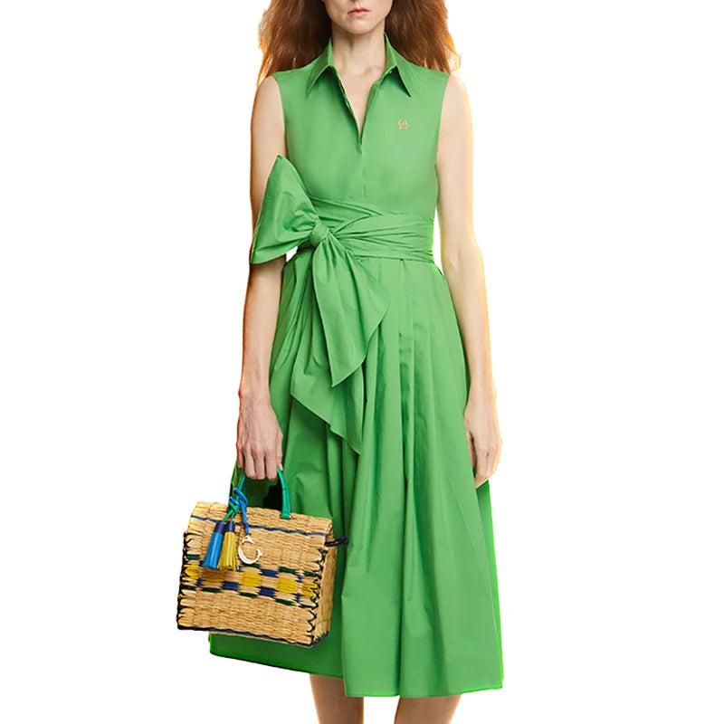 CHCH 2024 Summer New Casual Commuting Elegant Lapel Women's Dress Fashion Solid color Ruched Buttoned V Neck Shirt Dresses