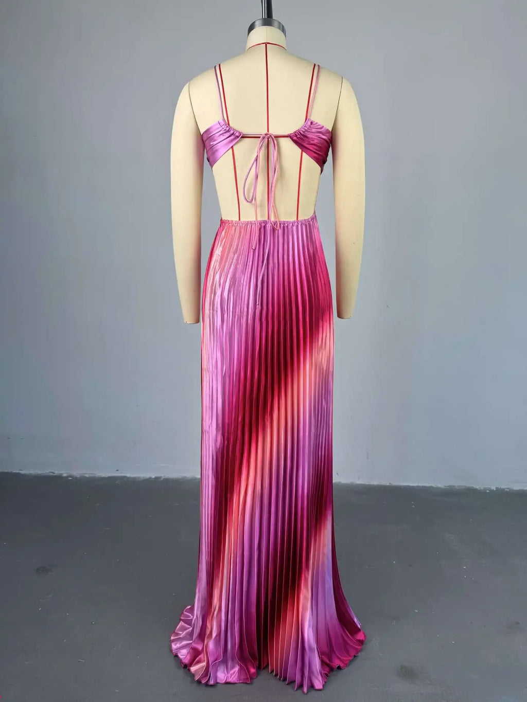 CM.YAYA 2025 Elegant Sleeveless Sweet Strapless Gradient Floor-Length Long Women Dress Beach Party Evening Sexy Pleated Dresses