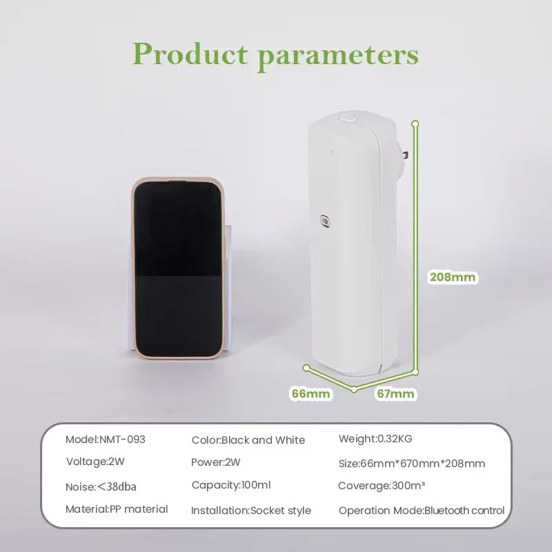 Sokketmodel Huisgeur Parfum Aroma Diffuser Kamerlugverfrisser 300m³ Bluetooth APP 100ML Essensiële Olie Kapasiteit