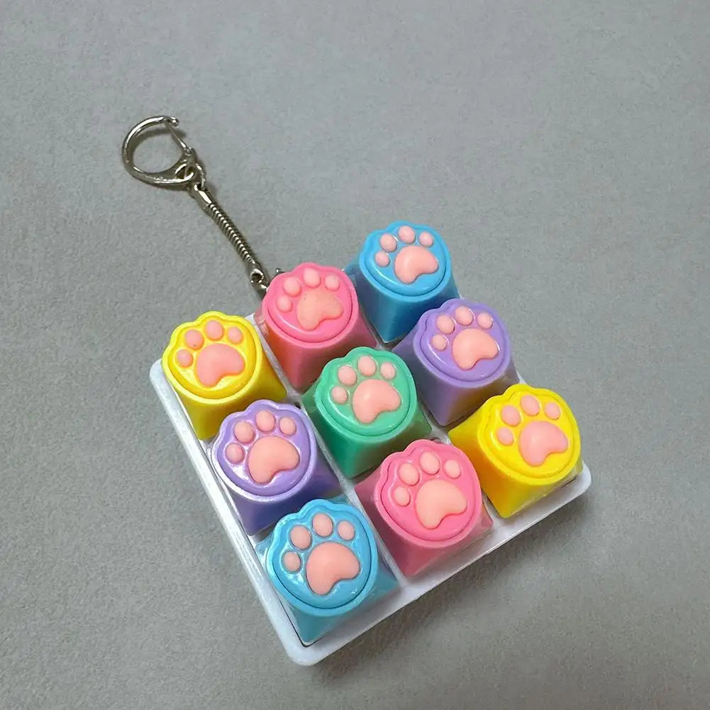 Cat Pawl Decompression 9 Keyboard Key Toy For Adults Antistress Toys Boys Girls Anti Stress Finger Keyboard Games Keychain