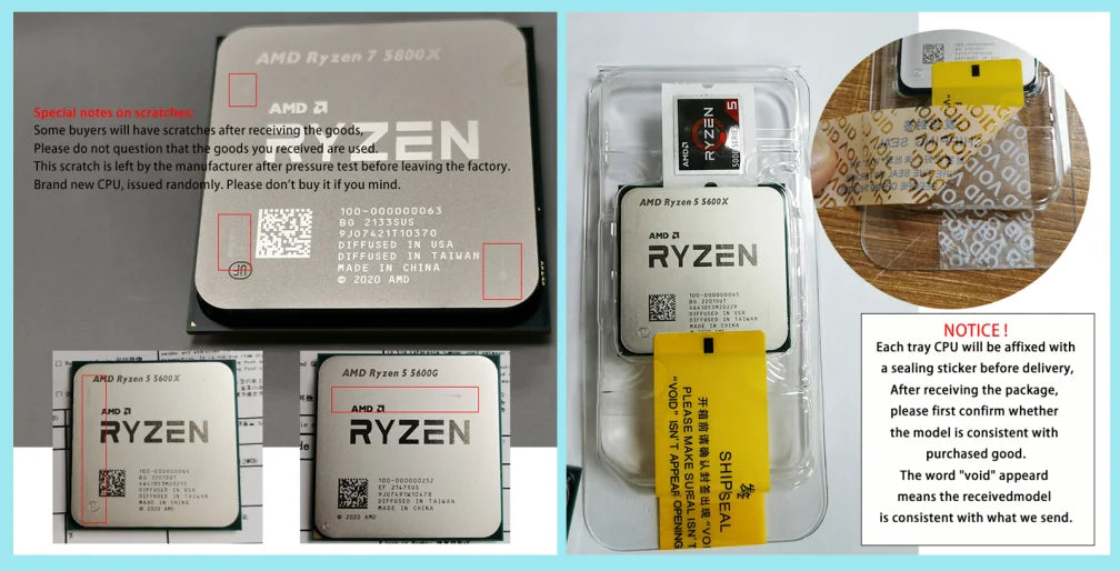 NEW AMD Ryzen 5 5600 R5 5600 3.5 GHz 6-Core 12-Thread CPU Processor 7NM L3=32M 100-000000927 Socket AM4 No Fan