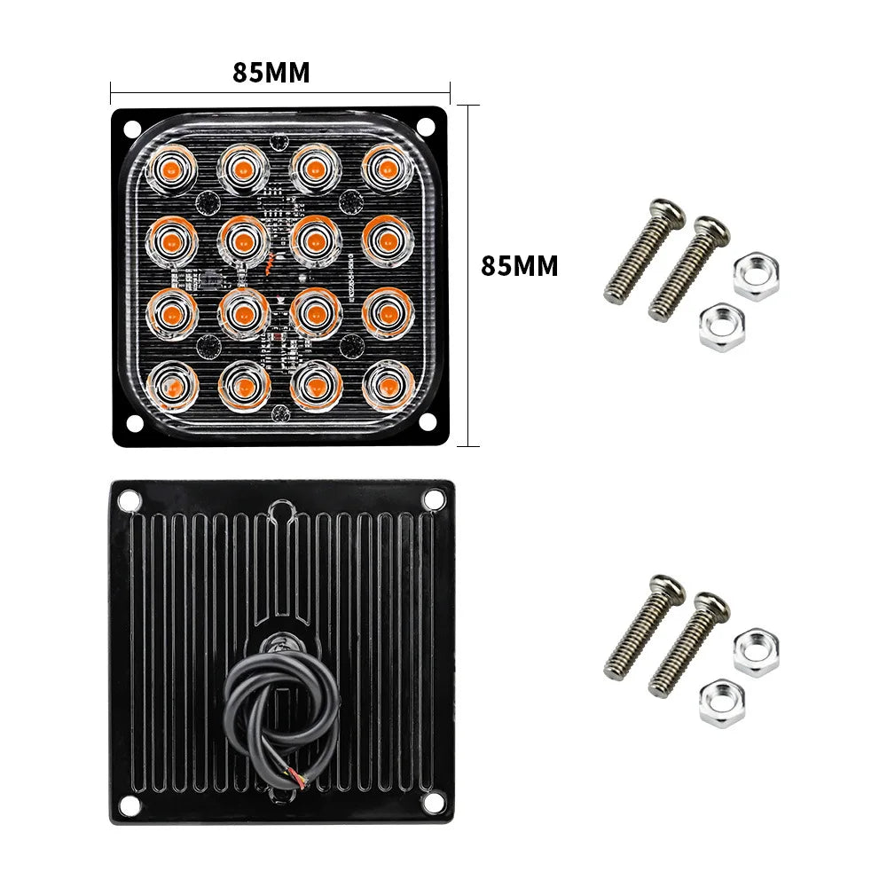 1x Truck 12V 24V 16smd LED Strobe Warning Light Strobe Grille Flashing Lightbar Car Beacon Lamp Amber Yellow White Traffic Light