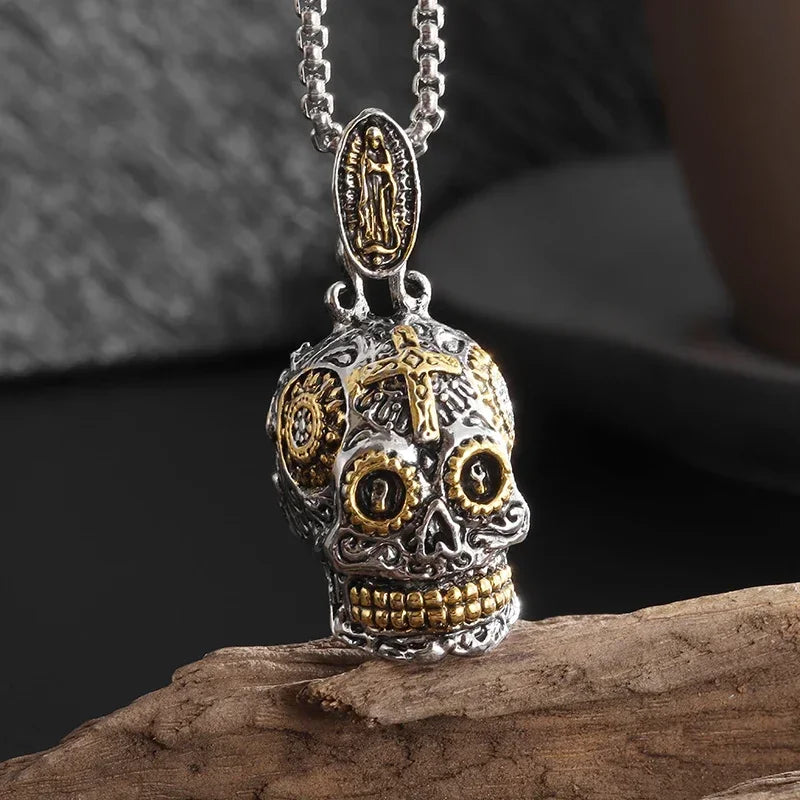 Retro Nordic Style Crow Skull Pendant Animal Bird Necklace for Men Personalized Jewelry Lucky Amulet Gift