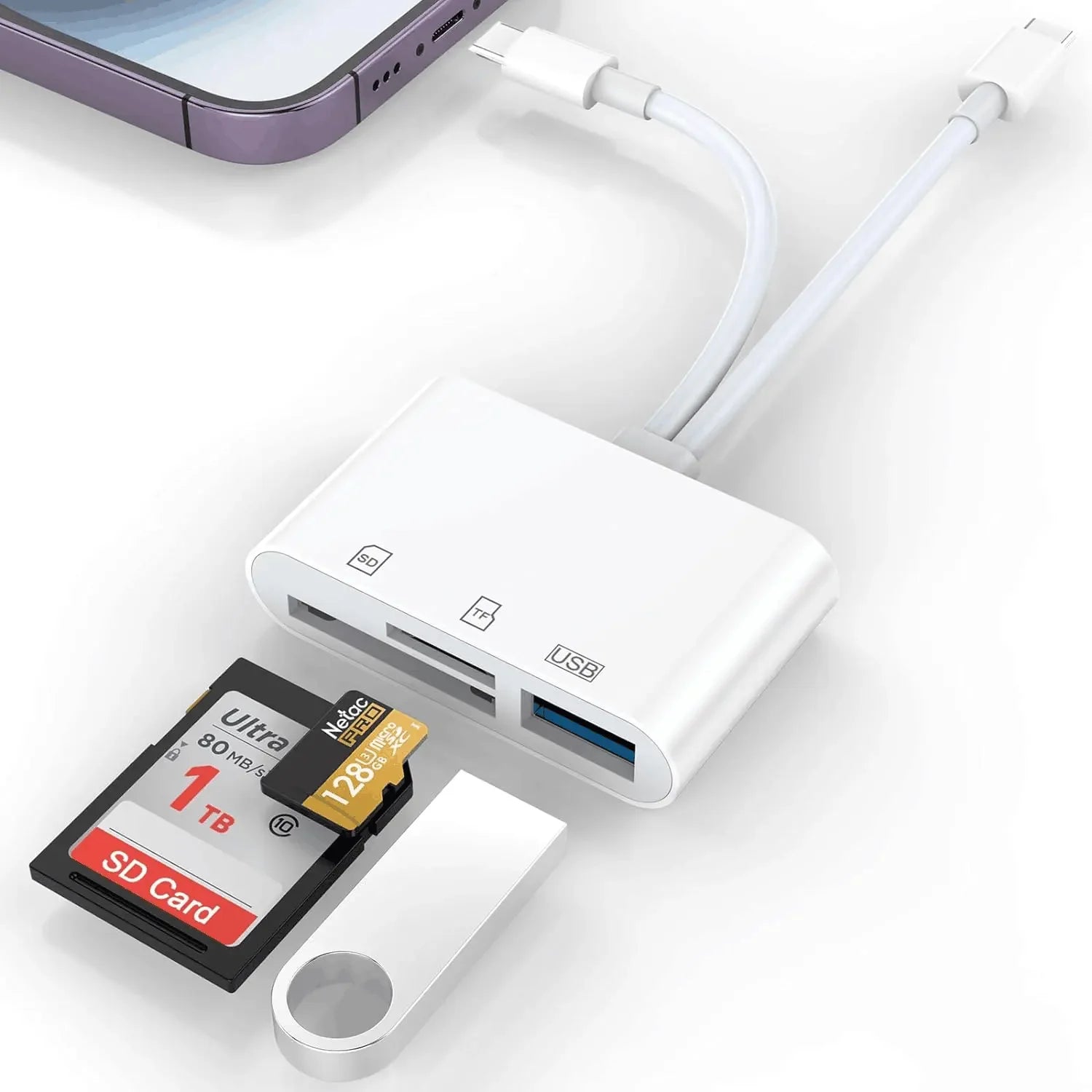 3-in-1 Lightning TypeC To SD & TF Card USB Camera AdapterFor iPhone iPad Card Reader USB Dongle for USB Flash Plug Play