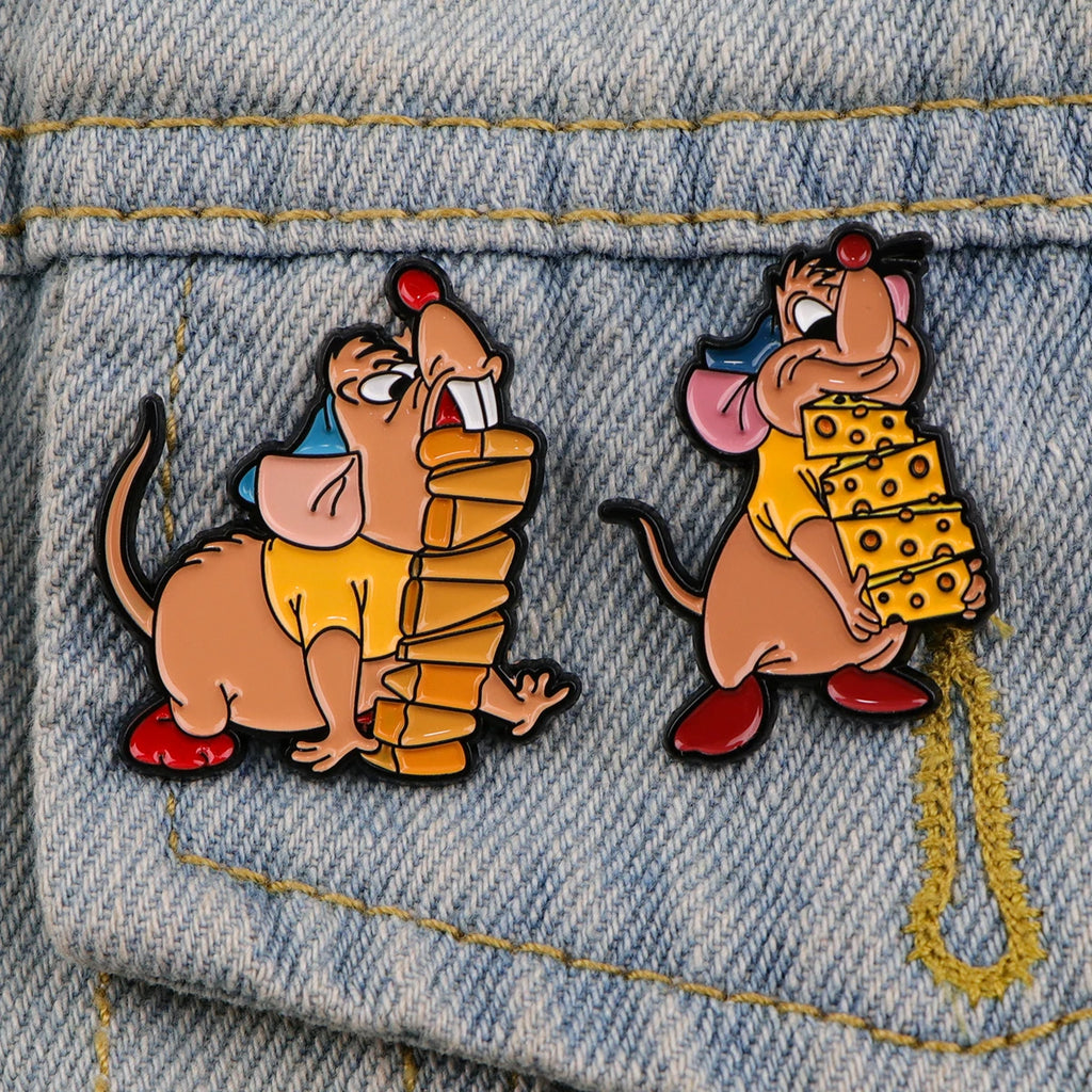 Fairy Tale Enamel Pins Cute Cartoon Mouse Brooches for Backpacks Clothing Lapel Badges Anime Jewelry Gift for Kids Women