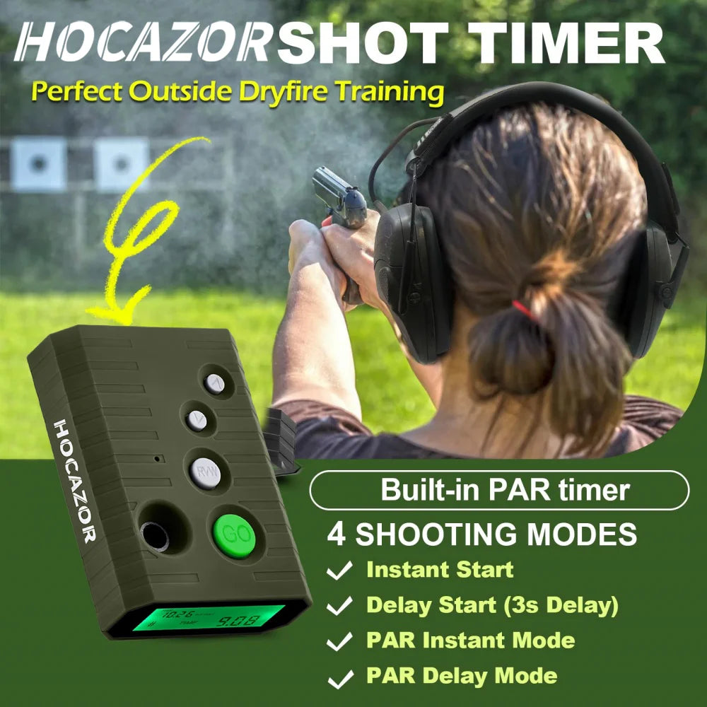 HOCAZOR Electronics Shot Timers IPSC Competition Shooting Pro Timer Steel Challenge Timer Air-soft Training With LCD Display