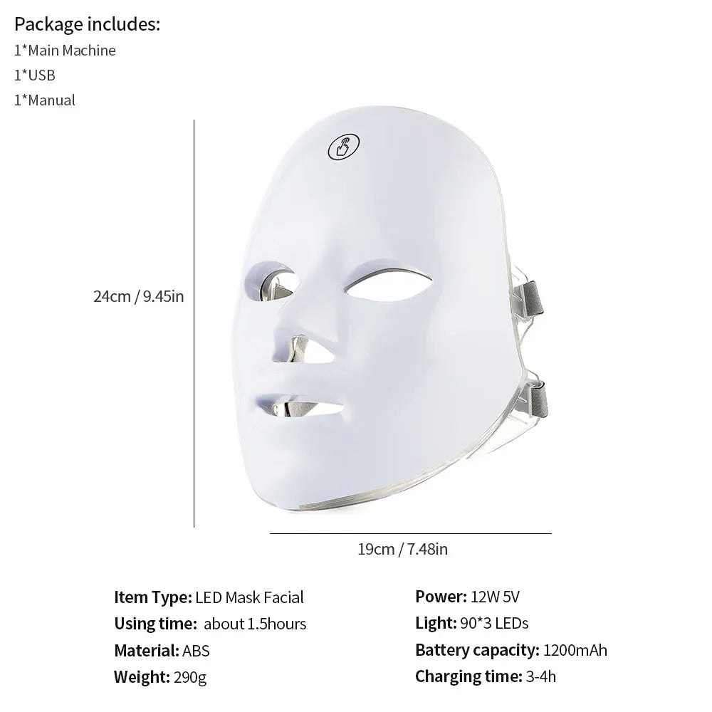 Face and Neck Beauty Machine LED Facial Mask Photon Neck Mask with 7 Colors Skin Care Massager