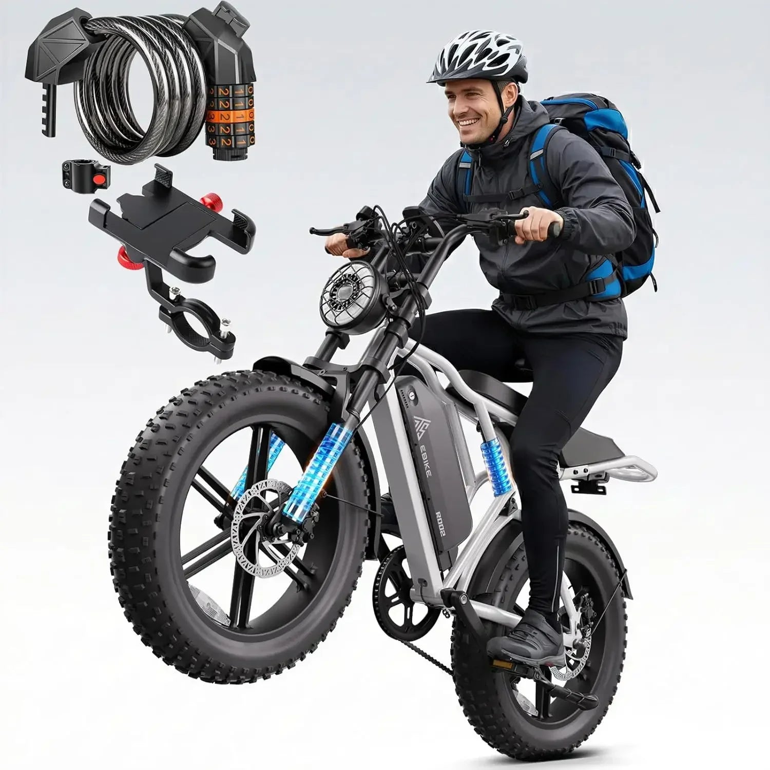 TST Electric Bike for Adult, Up to 28 MPH and 60/100 Miles Long Range E Bike, 20" Fat Tire E-Bike, 1500W Peak, Customized