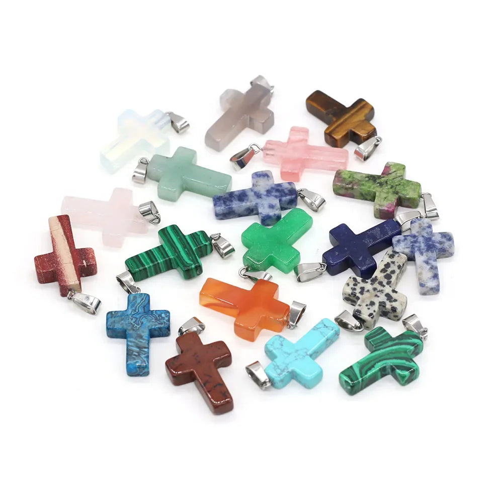 12pcs Natural Stone Pendant Mix Colors Women Natural Jewelry Charms fit DIY Necklace Making Wholesale Multiple Shapes