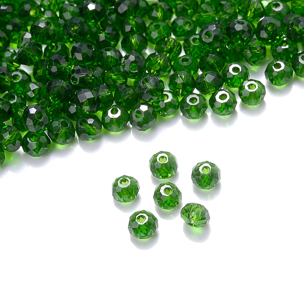 Cicifu Mix Green 3/4/6mm 40/120pcs Rondelle Austria Faceted Crystal Glass Beads Round Loose Beads for Jewelry Making Finding