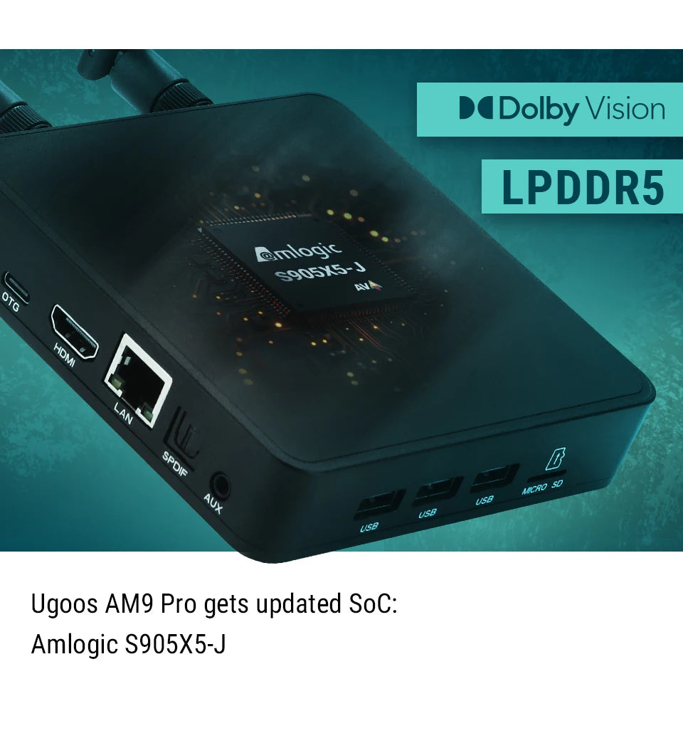 Original Ugoos AM9 Pro Smart TV Box Android 14 Amlogic S905x5-J WiFi6 BT5.3 1000M  HDR Set Top Box Media Player Support AI-SR