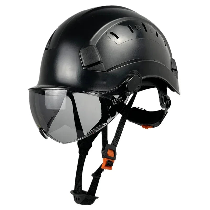Safety Helmet With Goggles Men's Construction Hard Hat High Quality ABS Protective Helmets Work Cap For Working Climbing Riding