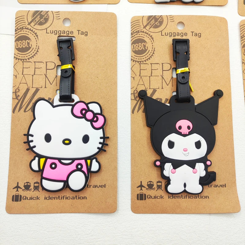 KUROMI Cinnamoroll Luggage Label Travel Luggage Tag Hello Kitty Suitcase ID Address Holder Baggage Boarding Portable Ticket