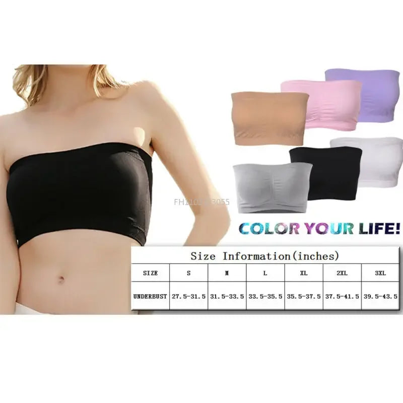 Breathable Strapless Bandeau Bra Underwear Without Pad Sleep Underwear Sports Bra Women Sexy Lingerie Lace Seamless Tube Top