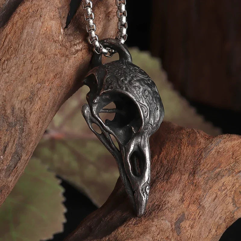 Retro Nordischer Stil Krähenschädel Anhänger Tier Vogel Halskette für Herren Personalisierter Schmuck Glücksbringer Geschenk