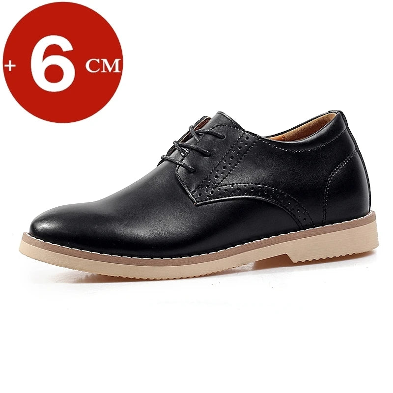 Elevator Shoes Men Genuine Leather Shoes Wedding Business Shoes 6CM Height Increasing Lift Shoes Invisible Heighten Footwear