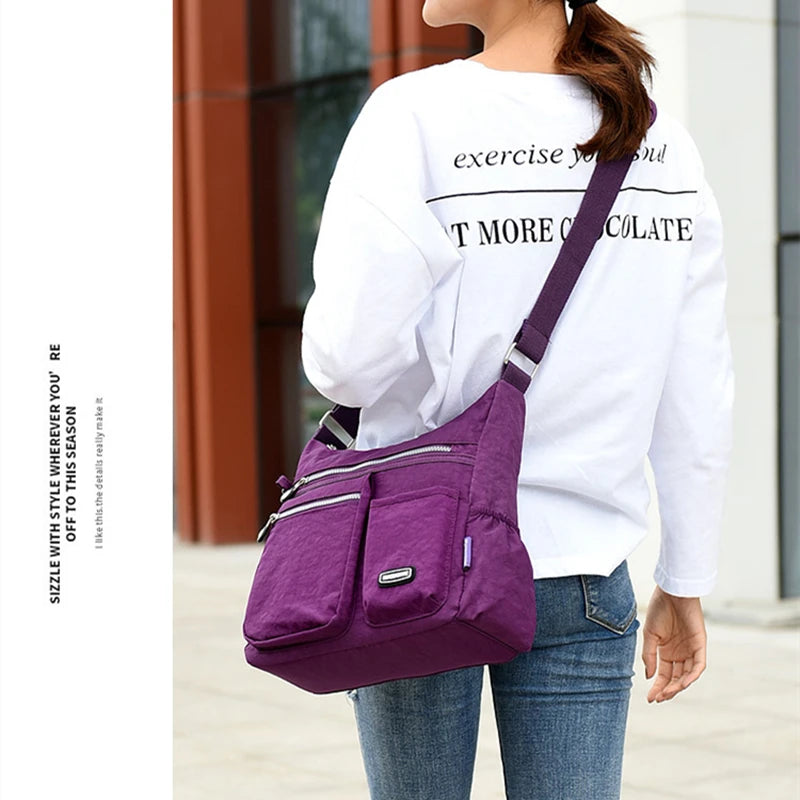 Fashion Women Crossbody Bag Nylon Waterproof Handbag Female Simple Shoulder Bag Travel Large Capacity Messenger Bag Purse Bags