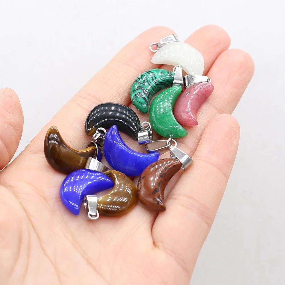 12pcs Natural Stone Pendant Mix Colors Women Natural Jewelry Charms fit DIY Necklace Making Wholesale Multiple Shapes