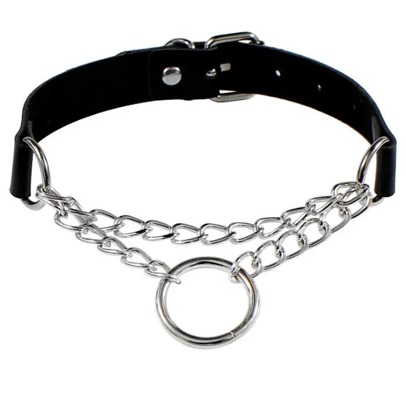 Harajuku Punk Rock Gothic Choker Necklace Women Sexy PU Leather Heart Lock Key Spike Collar Chocker Gothic Cosplay Accessories