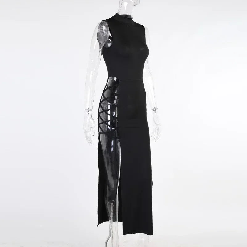 Elegant Black Sleeveless Bandage Sexy Dress for Women Club Party Backless Tank Dresses Skinny Fashion Summer 2025 Платье Женское
