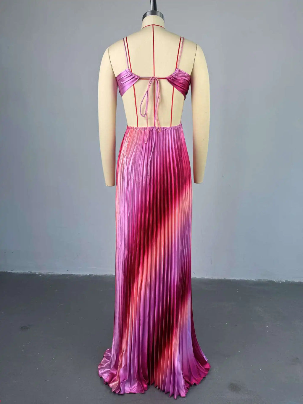 CM.YAYA 2025 Elegant Sleeveless Sweet Strapless Gradient Floor-Length Long Women Dress Beach Party Evening Sexy Pleated Dresses
