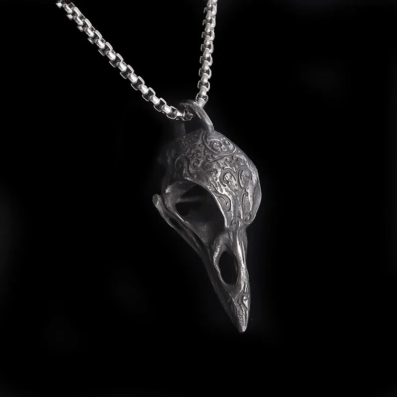 Retro Nordischer Stil Krähenschädel Anhänger Tier Vogel Halskette für Herren Personalisierter Schmuck Glücksbringer Geschenk