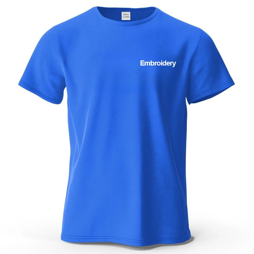 Custom Embroidery T Shirt Premium 100% Cotton T shirt Diy Your Own Design Brand Company Team Pet Animal Logo Men Women Tee Tops