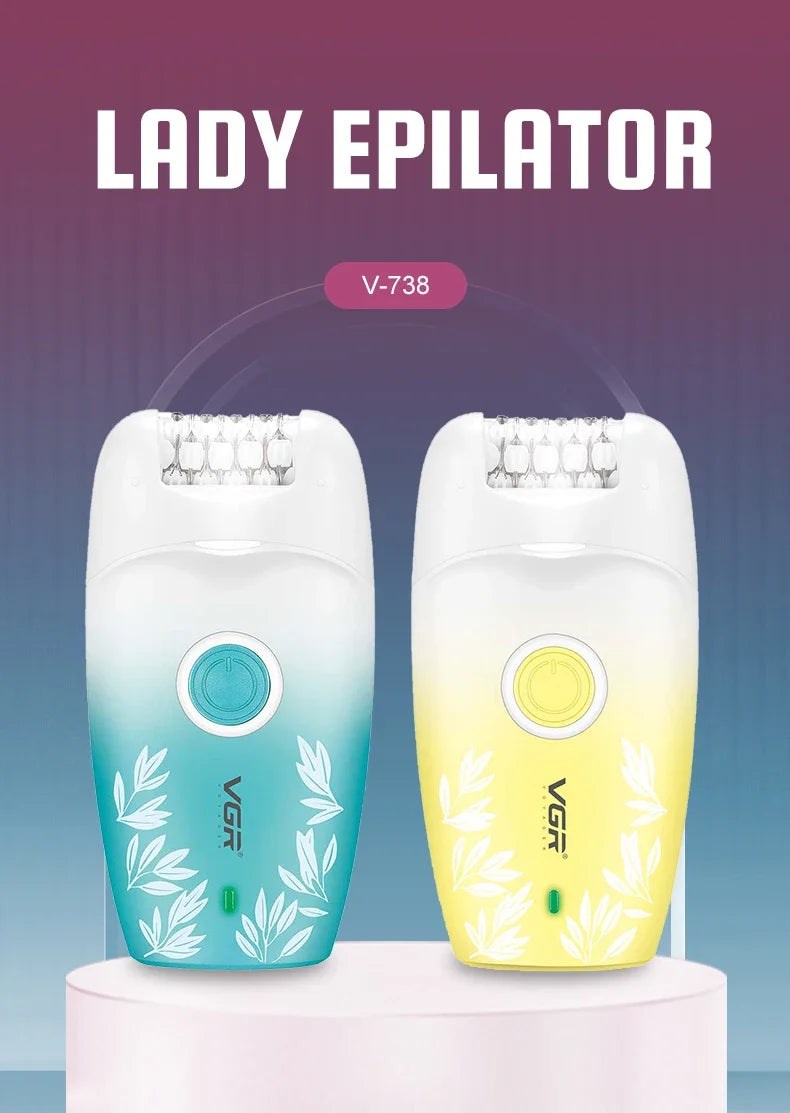 VGR Hair Remover Professional Women Face Hair Removal Bkini Epilator Electric Trimmer Leg Underarm Body Rechargeable  V-738
