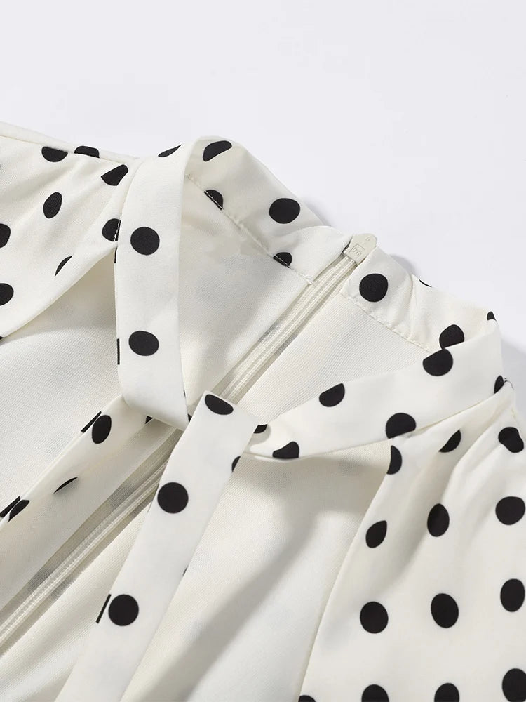 Sexy Women's Dress Halter Lace Up Short Sleeve Polka Print Female Dresses 2026 Early Spring New Fashion Chic Party Lady Robes
