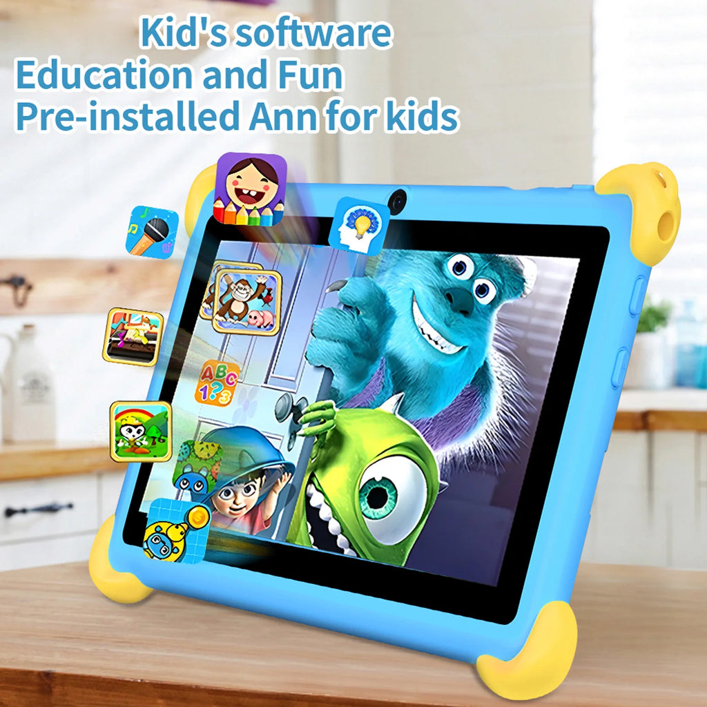 New 7 Inch 5G Pad Cartoon Pattern Kids' tablets Android Learning Education Tablet PC Kids-Proof protective Case Tablet 4000mAh