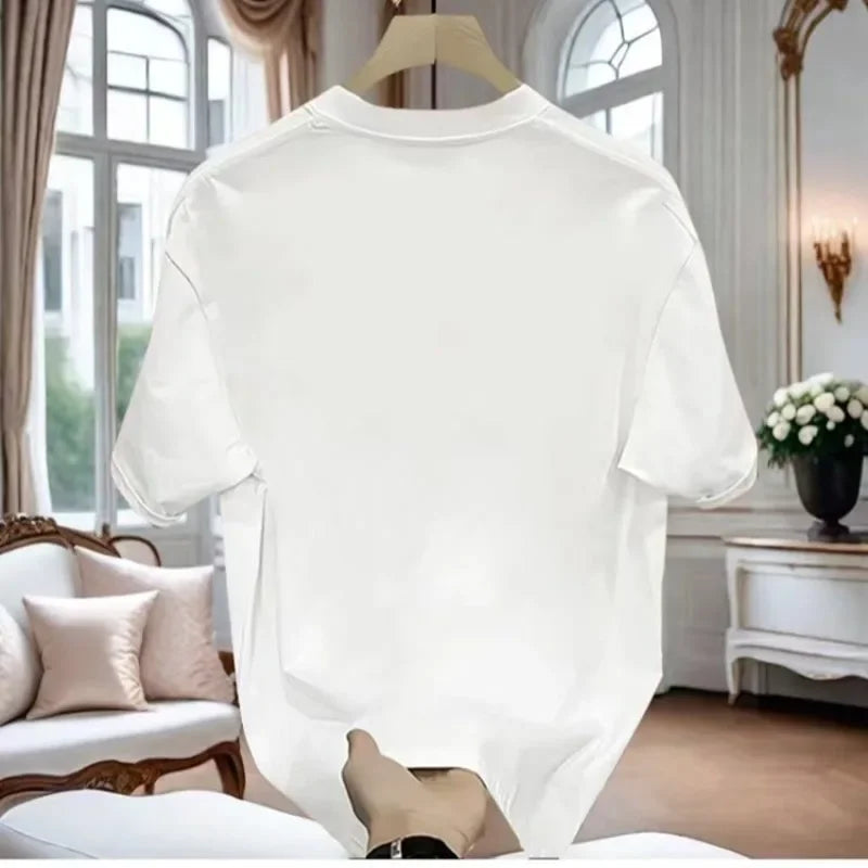 New 2026 Men's Pure Cotton Short Sleeve T-Shirt Fashionable Summer Thin Breathable Comfortable Casual Top for Men And Women