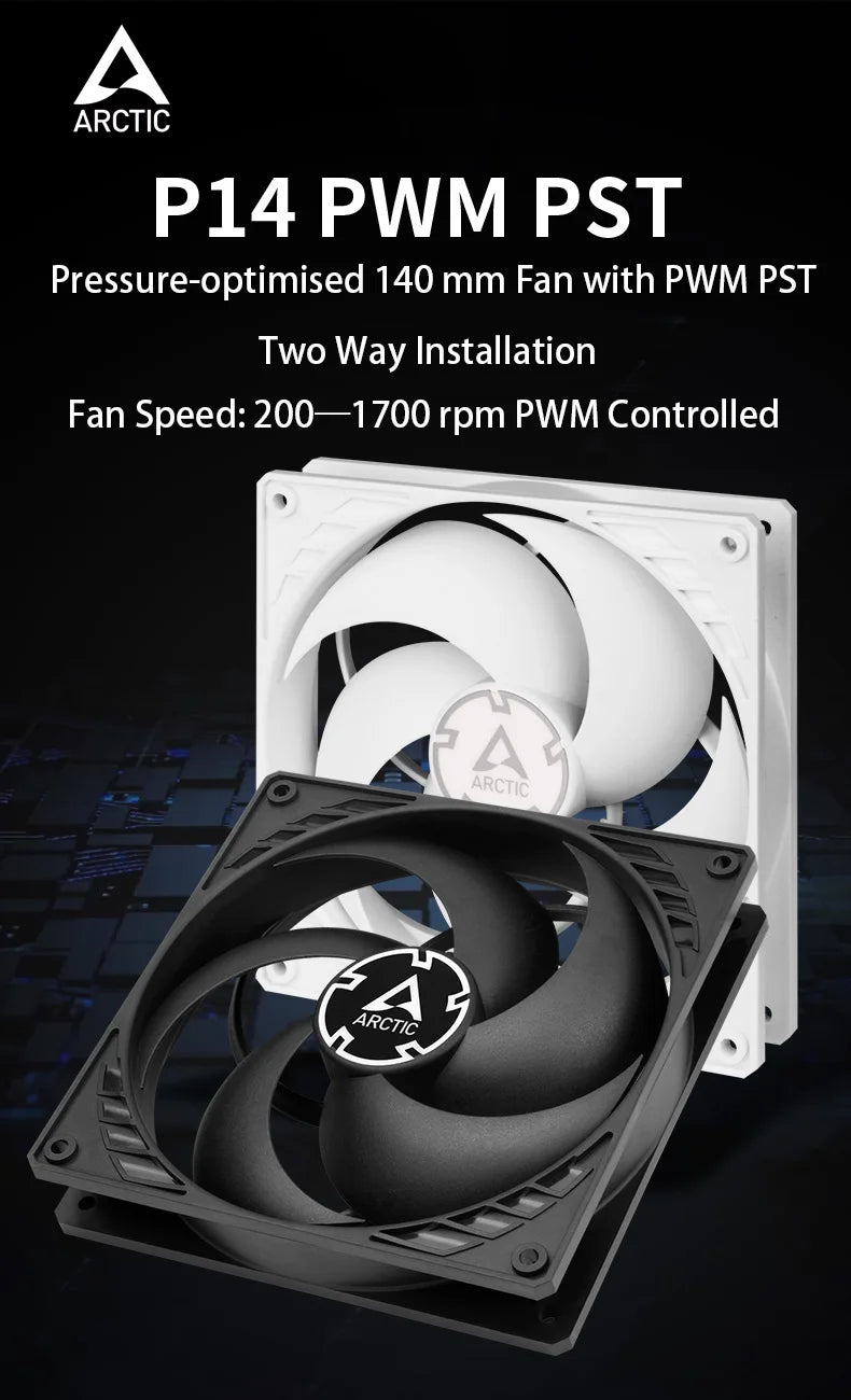 ARCTIC P14 PWM PST 140mm Case Fan with PWM Sharing Technology (PST), Pressure-optimised, Quiet Motor, Fan Speed: 200–1700 RPM