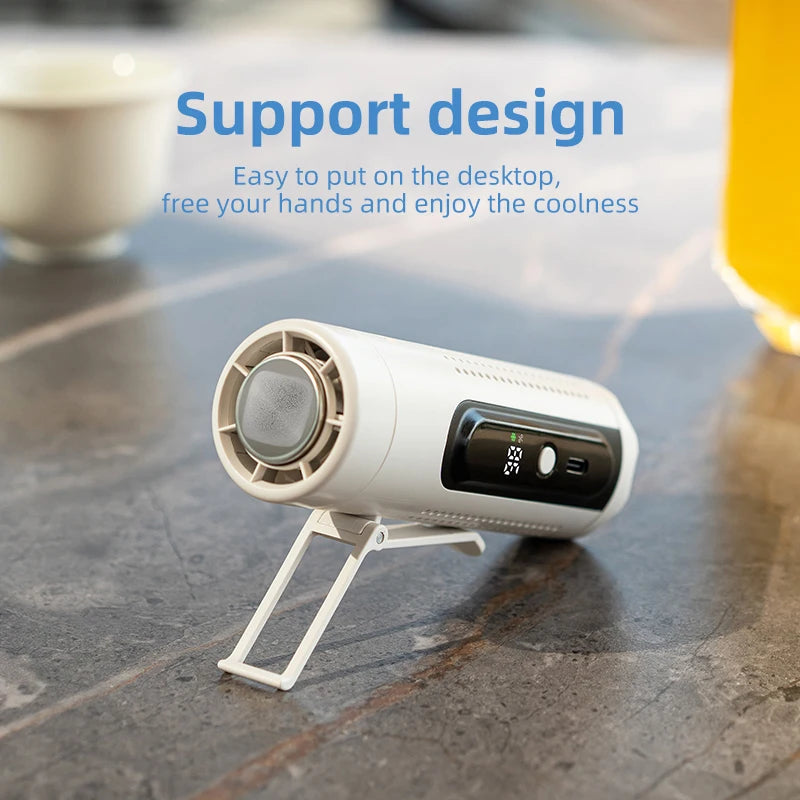2026 New Semiconductor ICE Cooling Turbo Fan 3-in-1 Portable USB Handheld Neck Waist Fan LED Display 3000mAh Brushless Mini Fan