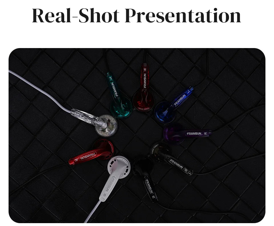 Fransun 1st Gen Flat-Head Earphones 15.4mm Dynamic Driver Earbuds 15.4mm Dynamic HiFi Sound Tears-of-Regret Headphones With Mic