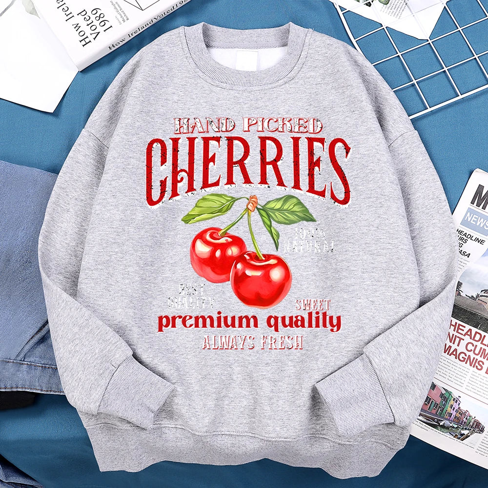 Hand Picked Cherries Premium Quality Hoodies Mens Harajuku Loose Hoody Oversize Loose Clothes Fashion Fitness Sweatshirt Women