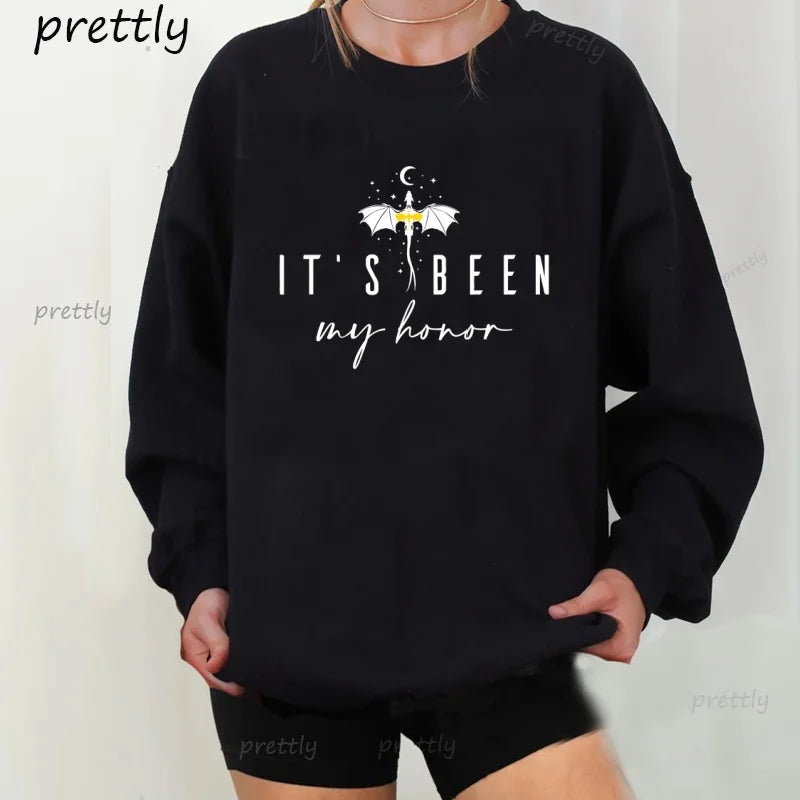 Fourth Wing Sweatshirt Vintage Pullover Dragon Rider Bookish Hoodies Fantasy Book Lover Streetwear Long Sleeve Women's Clothing
