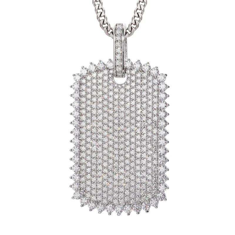 THUE Full Moissanite Luxury Square Pendant with Certification Rope Necklace For Women Men Hip Hop Jewelry Gifts