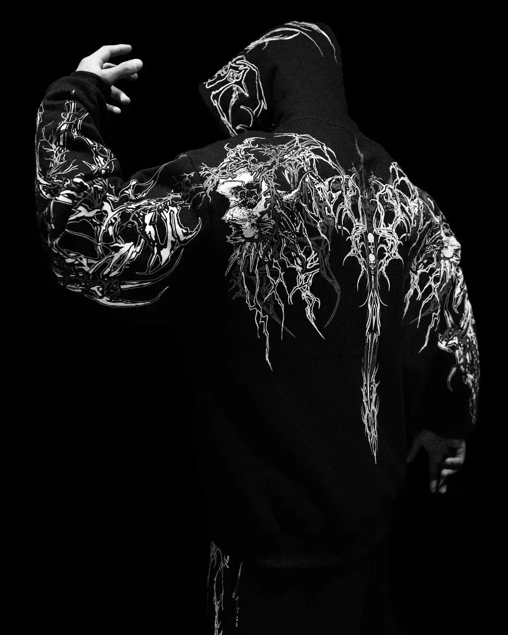 2025 Nuwe Amerikaanse Styl Mans Hooded Sweatshirt Modieuse Handelsmerk Donker Styl Sport Fiksheid Hoë Straat Herfs Winter Mans Sweatshirt