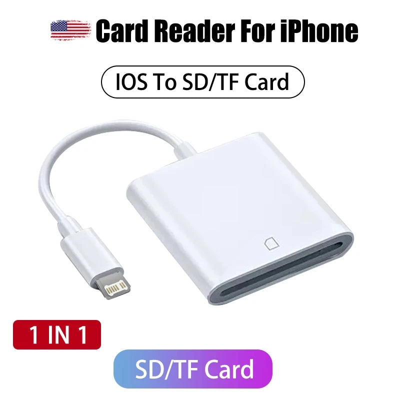 OTG 3 in 1 TF SD Card Reader Data Transmission Splitter Camera Reader Adapter for iPhone 15 14 13 12 11 XR Pro Max XR Android