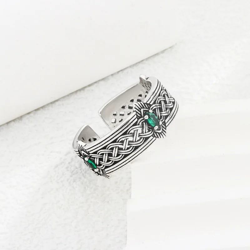 Fashion 925 Sterling Silver Retro Pattern Adjustable Rings For Women Girls Engagement Luxury Fine Jewelry Argent 925 Jewellery