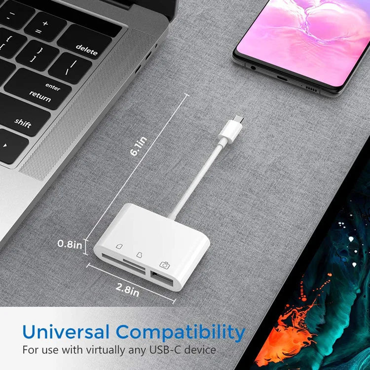 OTG 3 in 1 TF SD Card Reader Data Transmission Splitter Camera Reader Adapter for iPhone 15 14 13 12 11 XR Pro Max XR Android