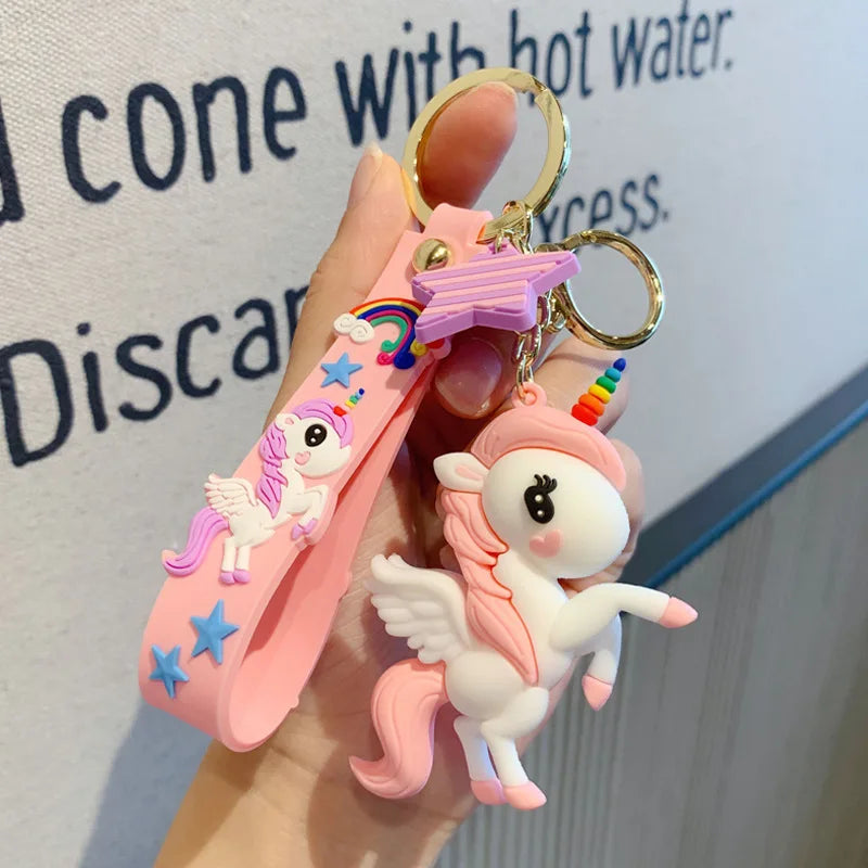 Cartoon Rainbow Horse Key Ring Cute Unicorn Car Keychain Pendant Fashion Creative Trend Bag Pendant Gift Key RingGiftAccessories