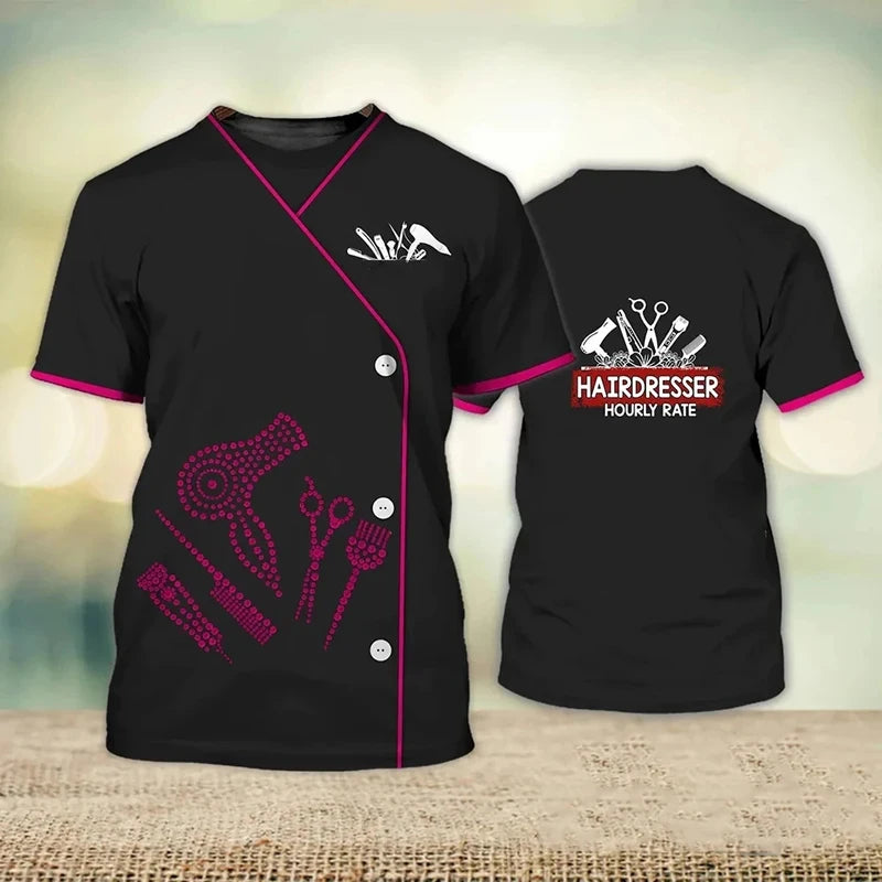 Hairdresser  Men's Fashion 3D Printed T-shirt Casual Fun Short Sleeve Barber Men's Graphic T-shirt Tees Y2k Tops Mens Clothing
