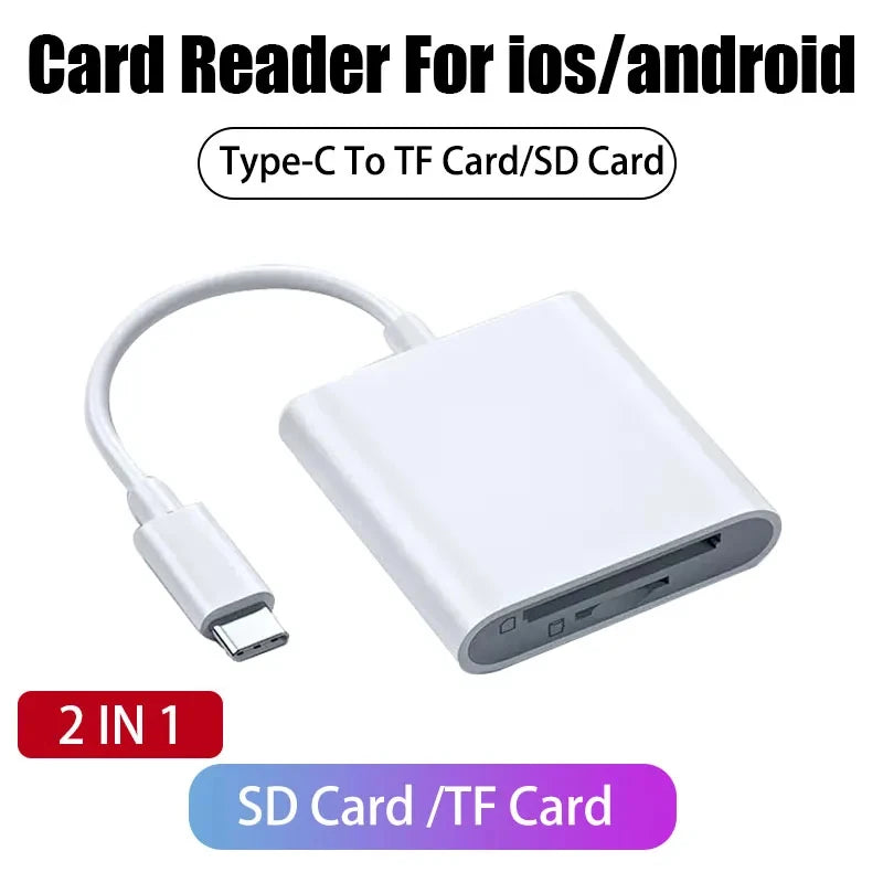 OTG 3 in 1 TF SD Card Reader Data Transmission Splitter Camera Reader Adapter for iPhone 15 14 13 12 11 XR Pro Max XR Android