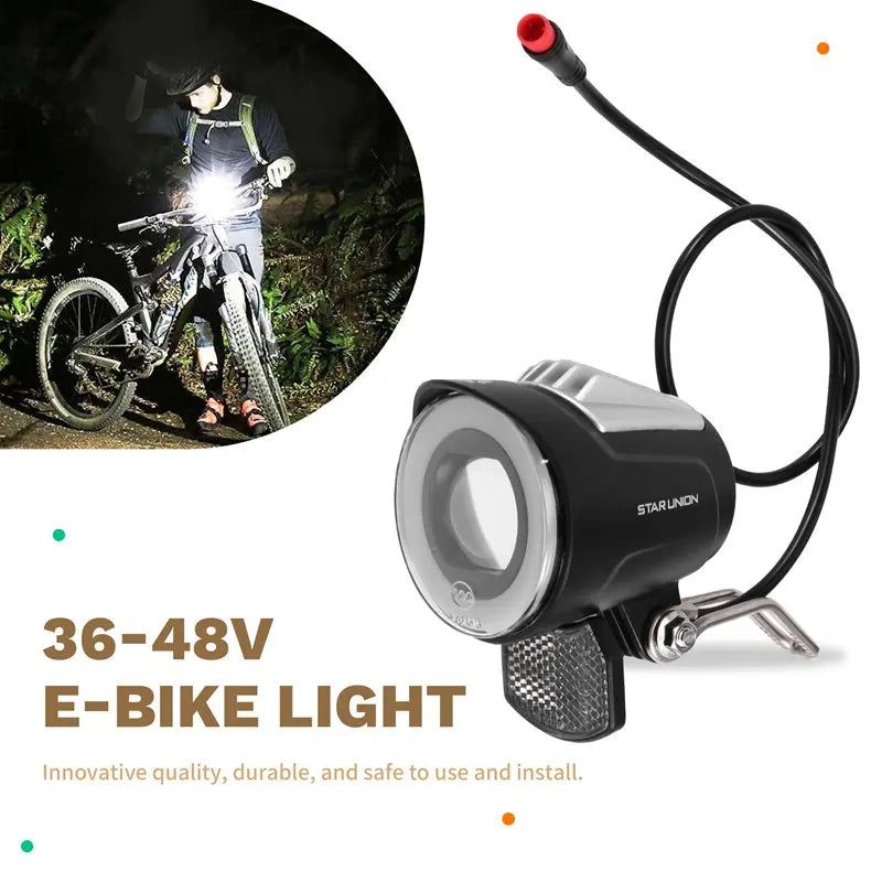 36/48V E-Bike Light Electric Scooter LED Headlight 5W Waterproof Lamp Motorcycle Bicycle Flashlight