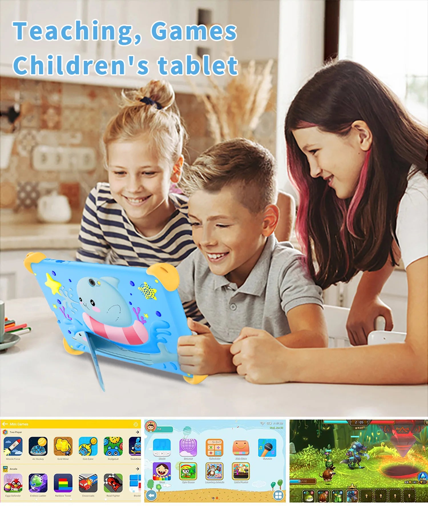 New 7 Inch 5G Pad Cartoon Pattern Kids' tablets Android Learning Education Tablet PC Kids-Proof protective Case Tablet 4000mAh