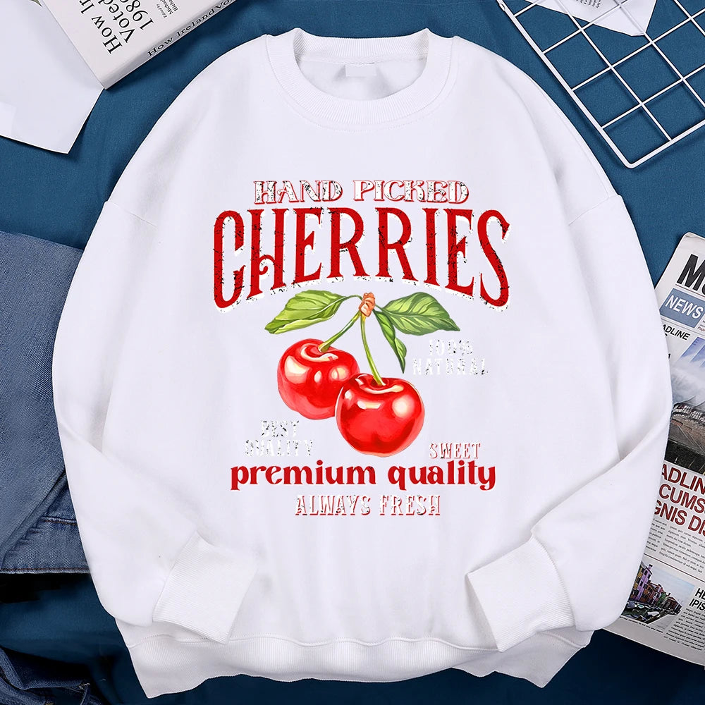 Hand Picked Cherries Premium Quality Hoodies Mens Harajuku Loose Hoody Oversize Loose Clothes Fashion Fitness Sweatshirt Women
