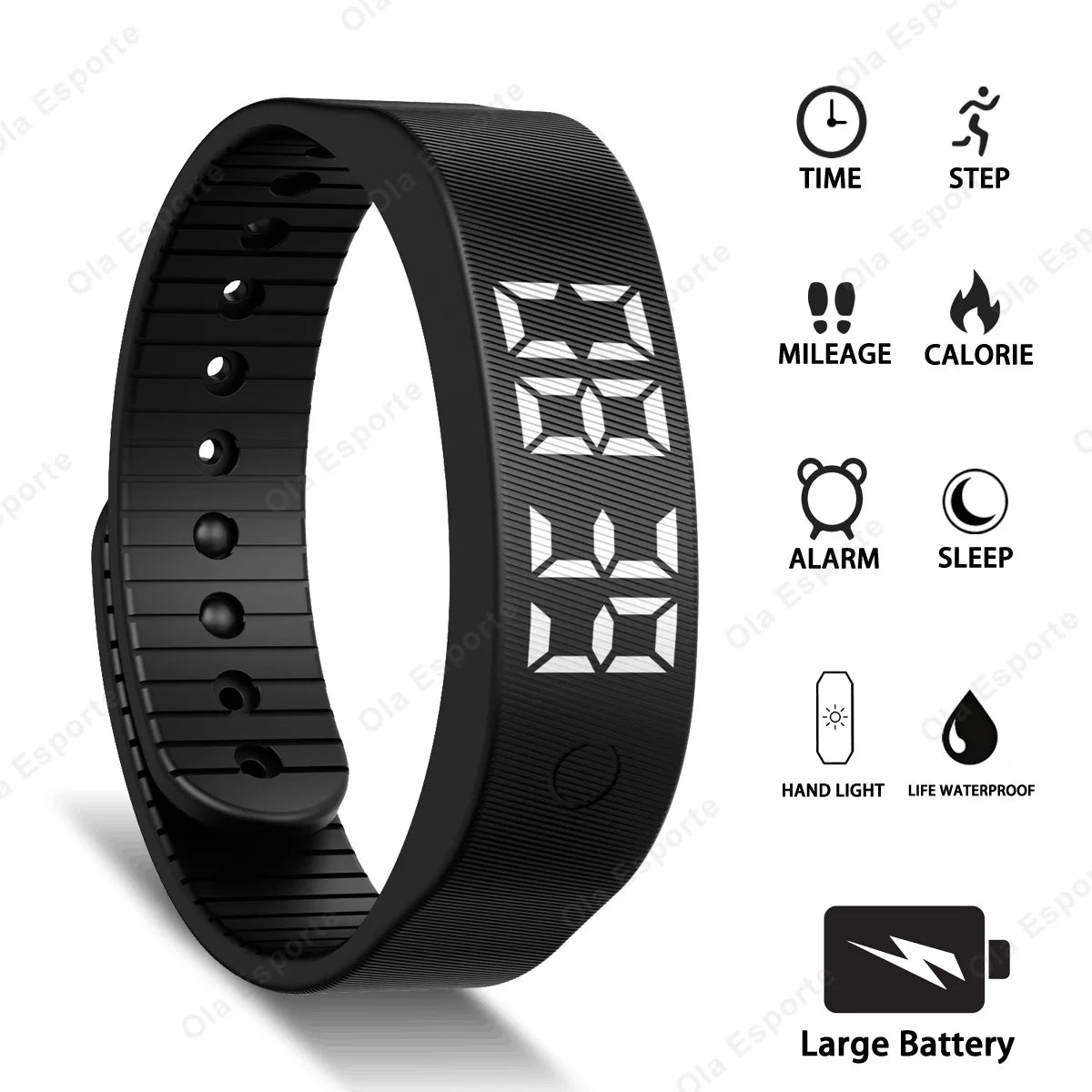 Smart Bracelet Fitness Tracker Step Counter & Sleep Monitor Activity Tracker Pedometer Calorie Counter Alarms Men Women 55020FUD